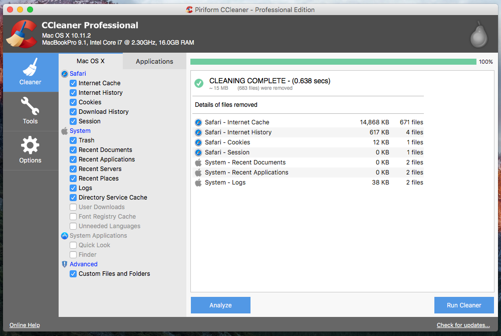 CCleaner Professional 1.15.507 for Mac Offline Installer Download